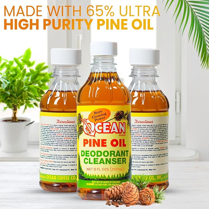 Ocean Pine Oil Cleaner Concentrate, 65% Pine Oil Deodorizer, All-Purpose Household Cleaner for Floors, Kitchen, Bathroom, Laundry, Grease & Odor Removal (1, 8 fl oz)