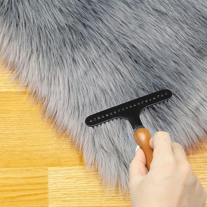 Portable Carpet Rake, Matted & Shag Rug Rake, 6.0 x 4.3 inches, Black