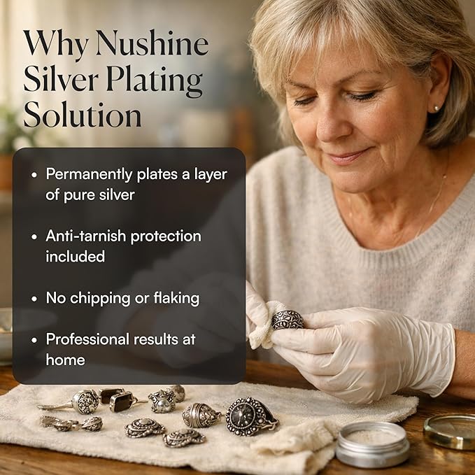 Nushine Silver Plating Solution 5.1 Oz (150ml) - Permanently Plate PURE SILVER onto Worn Silver, Brass, Copper and Bronze (Ecofriendly Formula)