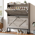 Nicetree Shoe Cabinet Storage for Entryway,Narrow Shoe Storage Cabinet, Space-Saving Shoe Organizer Cabinet, Vertical Entryway Solution for Foyer, Mudroom, Gray