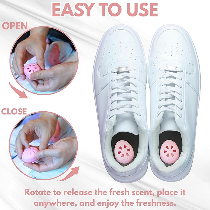 Air Jungles Shoe Deodorizer Balls 6 Ct, Honey Peach Scent, Odor Remover Balls for Sneakers, Gym Bags, Lockers, Closets, Hampers, and Drawers, Essential Oil Provides Natural Freshness