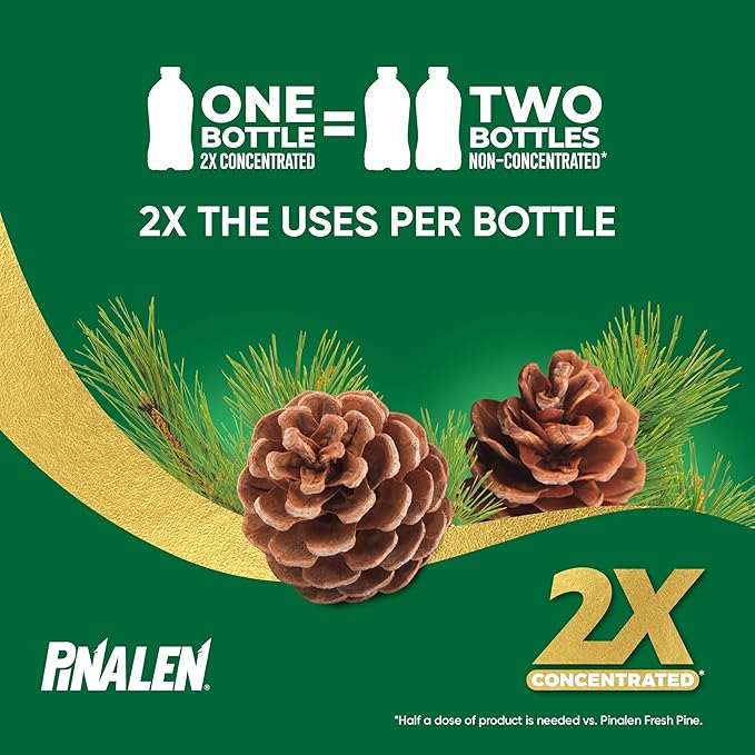 PINALEN 2X Concentrated Multipurpose Cleaner - Fresh Pine Scent - 28 fl oz - All Purpose Cleaner for Kitchen, Bathroom, Laundry, Floors & Outdoors (Pack of 2)