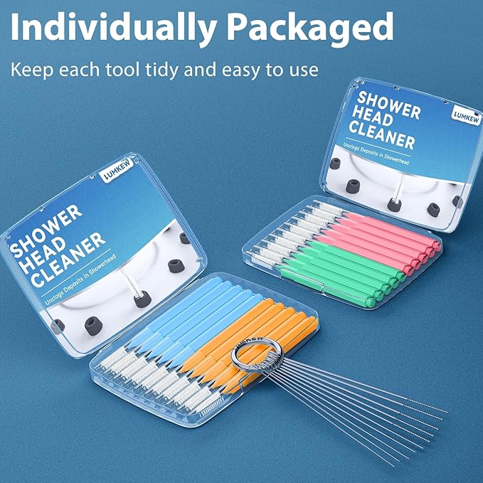 Multiszie Shower Head Cleaner Tool, Shower Head Cleaning Brush for Small Hole Nozzle with Storage Boxes, Showerhead Cleaner Picks Unclogger for Household Bathroom, 30 Pcs
