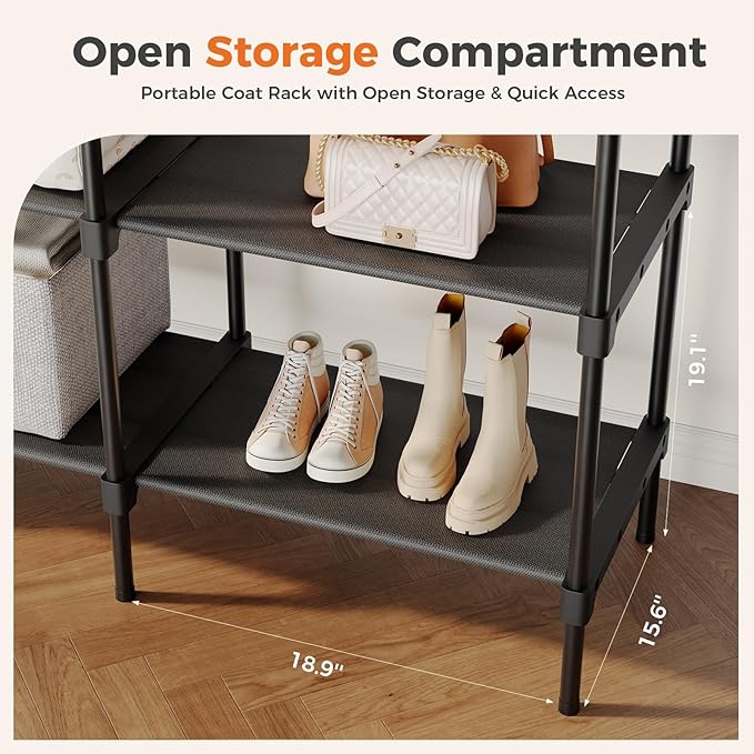 OLIXIS Portable Wardrobe Closet with Hanging Rods, 74.5 Inch Wide Portable Clothing Rack with Shelves, Heavy Duty Clothes Rack, Freestanding Closet Organizer