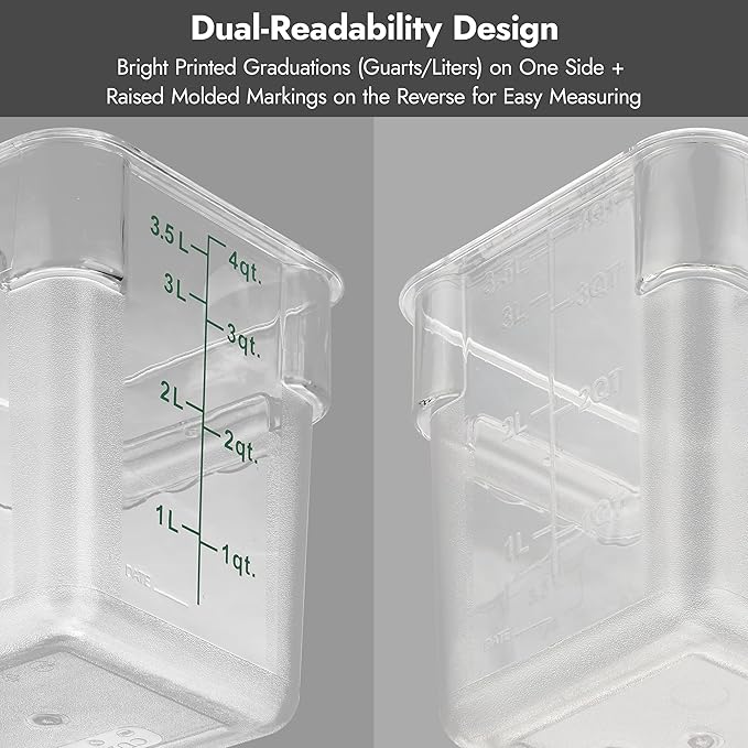 CURTA 8-Pack 8 Qt NSF Clear Polycarbonate Food Storage Containers with Red Lids - Square, Commercial-Grade, Freezer & Dishwasher Safe, Stackable