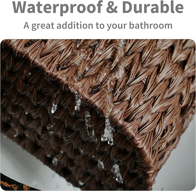 GRANNY SAYS Toilet Paper Storage, Toilet Paper Basket for Bathroom, 6 Mega Rolls Holder with Storage, Waterproof Bathroom Storage Baskets, Brown