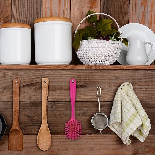 Vikan 42371 Brush,Dish,Scraping Edge,Medium,11",PP/PBT,Pink