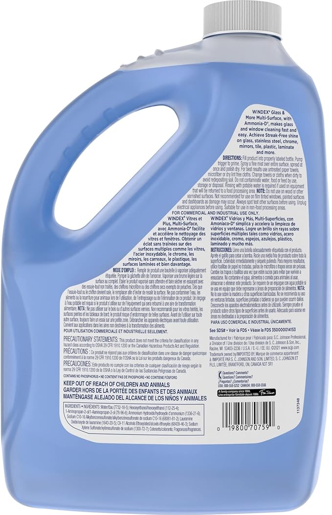 Windex 682252EA Powerized Formula Glass & Surface Cleaner, 1gal Bottle