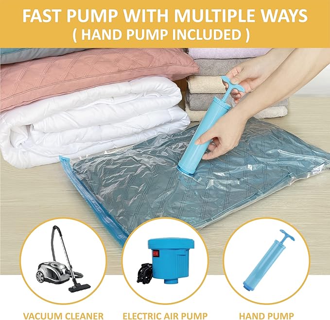 Roomimaster Vacuum Storage Bags, Vacuum Seal Space Saver Bags for Clothing, Travel Lugggage, Carry-on, Blankets, Comforters, Pillow, Bedding, 10 Medium