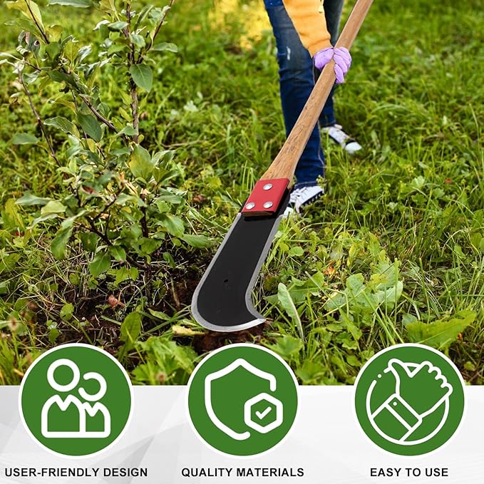 2 Pcs Bush Axe Ditch Bank Blade with Wood Handle Bushcraft Axe Branch Garden Tool 16-inch Head with 40-inch Handle for Garden Yard