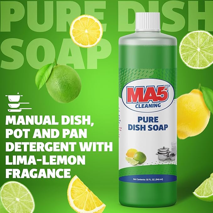 MA5X CLEANING Pure Liquid Dish Soap, 32oz | Pack of 2