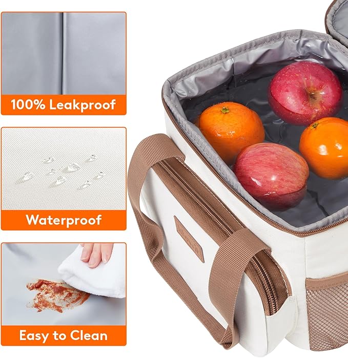 Lifewit Medium Lunch Bag, Insulated Lunch Box, Soft Cooler Cooling Tote for Adult Men Women, Beige 12-Can (9L)