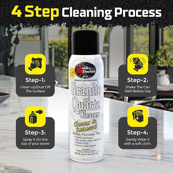 Rock Doctor Granite Cleaner - Cleans& Renews Surfaces - (18 oz) Surface Cleaner Spray, Granite/Marble Countertop Cleaner, Cleaning Spray for Vanity, Table Top, Kitchen Counters, Stone Surfaces
