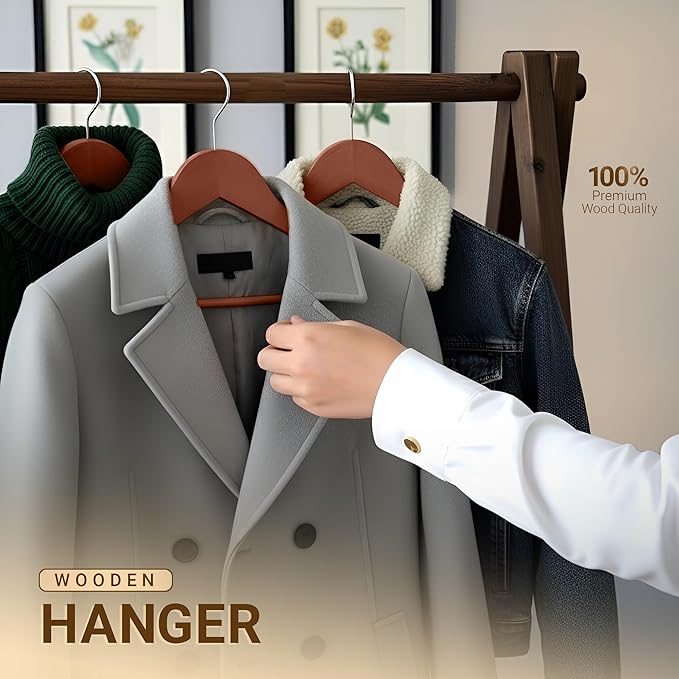 Utopia Home Premium Wooden Hangers 30 Pack - Durable & Slim Coat Hanger - Suit Hanger with 360-Degree Rotatable Hook - Wood Hangers with Shoulder Grooves (Cherry)