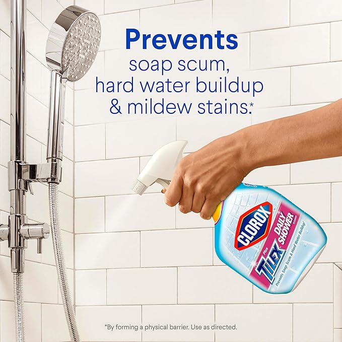 Clorox Plus Tilex Daily Shower Cleaner, 32 Fluid Ounce Spray Bottle, Pack of 3