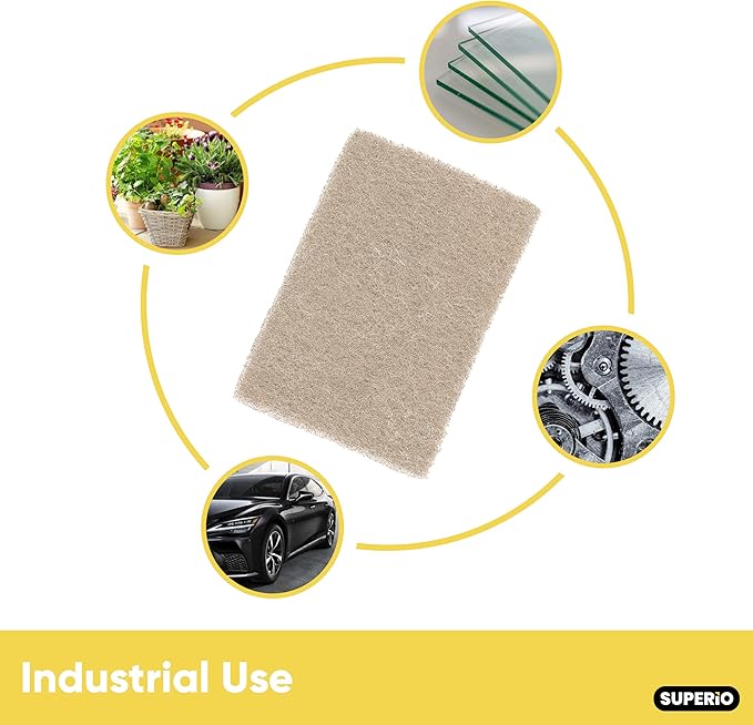 Superio Scouring Pad Non-Scratching Scrubber Non-Scratch Cleaning Scrub Pads Heavy Duty Scouring Pad Reusable Kitchen Scrubbing Pad Pack of 3 Natural