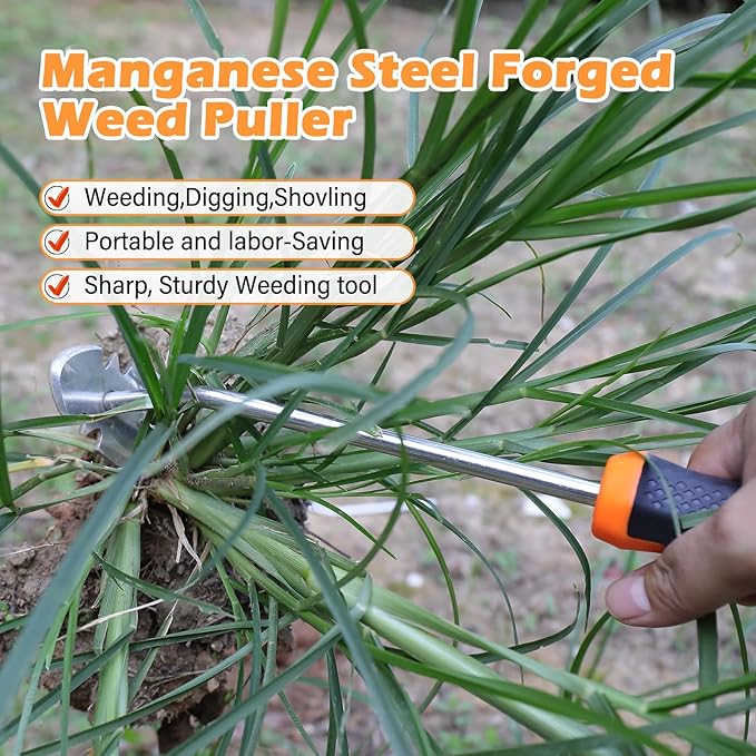 Weed Remover Tool, 2026 New Gardening Hand Tools Portable Weed Puller Tool, Heavy Duty Weeding Tool for Garden Supplies, Vegetable Garden Backyard Farm Planting & Uprooting (Rubber Handle)