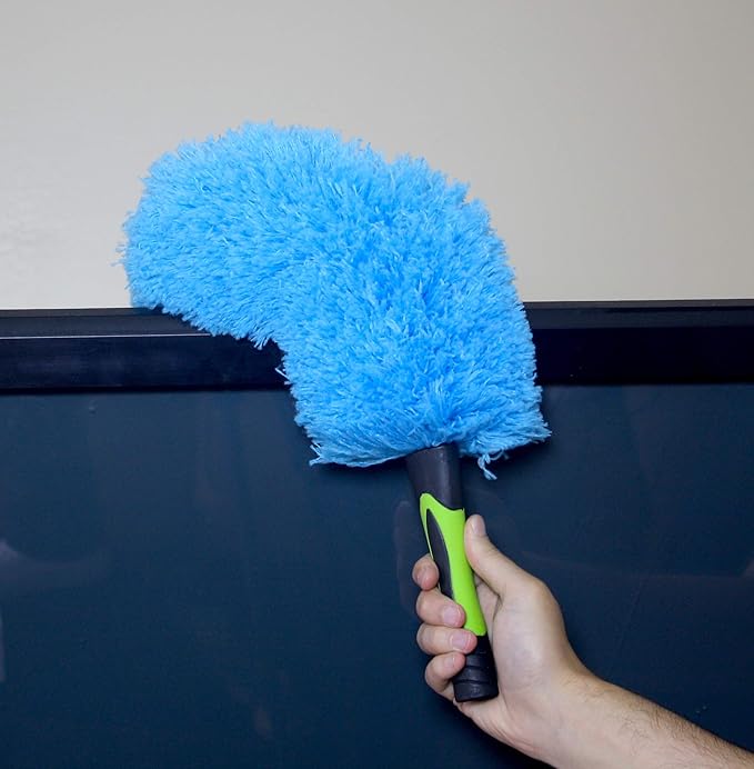 EVERSPROUT Flexible Microfiber Feather Duster | 17-inch Brush Head with Hand-Grip | Lightweight, Attracts Dust | Twists onto Standard Acme Threaded Pole | (Duster Attachment Only, No Pole)
