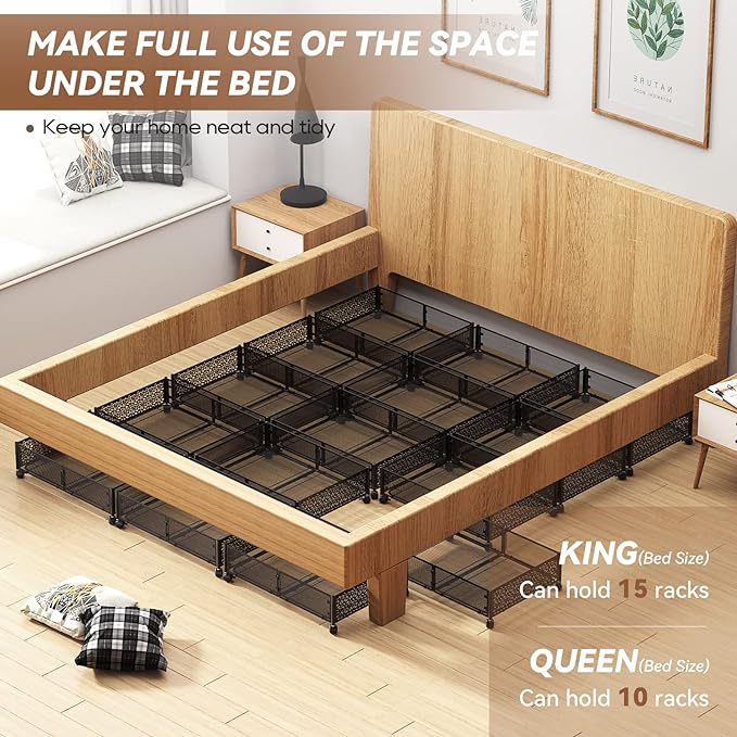 PHINOX Under Bed Storage, Under the Bed Storage Containers with Wheels, Under Bed Shoe Storage Organizer Drawer for Bedroom Clothes Shoes Blankets -4Pack