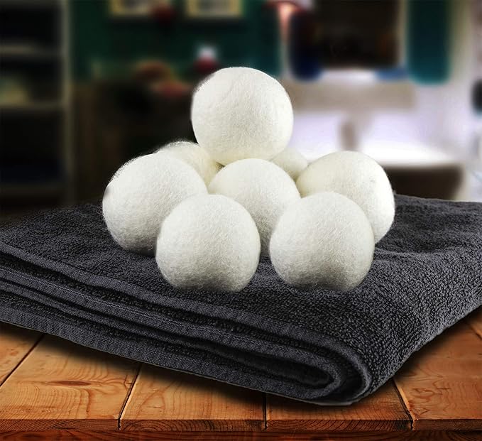 SnugPad XL Size Wool Dryer Balls Natural Fabric Softener & 100% Organic Premium New Zealand Wool, Reduce Wrinkles & Save Time, Baby Safe & Hypoallergenic, White 12-Count