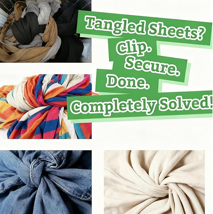 Bed Sheets Detangler Set of 2 – Anti-Tangle Laundry Helper for Sheets, Blankets & Bedding, Soft Silicone Reusable Separator for Washer & Dryer, Reduces Wrinkles and Drying Time