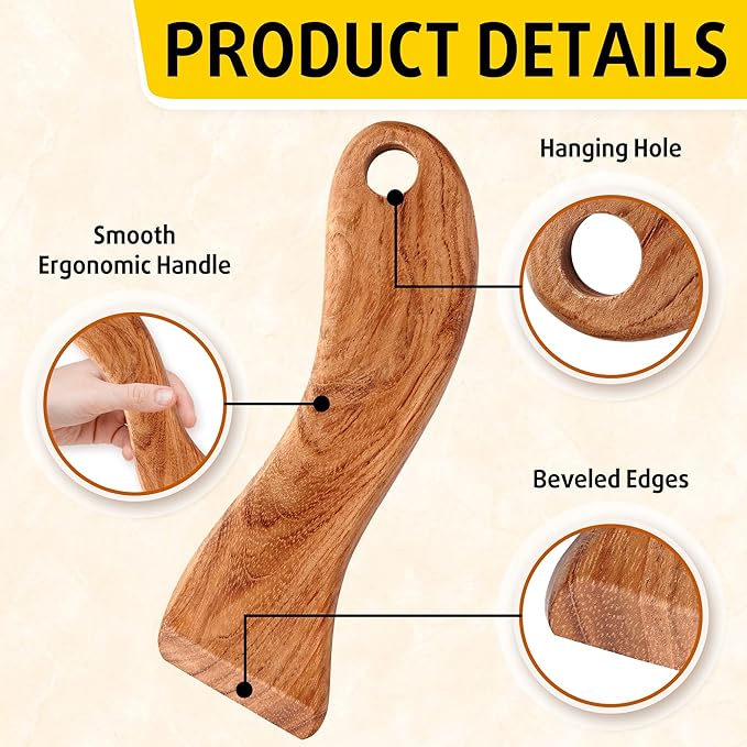 Wooden Pot&Pan Scraper, Dishwashing Scrub for Pots, Pans, Plates, Bowls, Remove Food and Residue Effectively Without Scratching, Kitchen Gadget. (1)