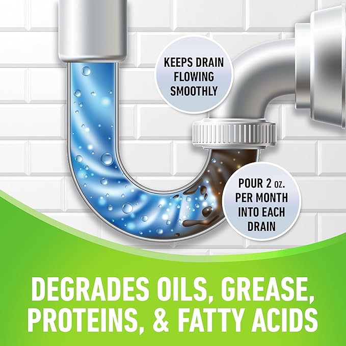 CLR Brands Clog Preventer Monthly Build Up Remover, 42 oz. Bottle, Drain Cleaner, Degrades Oils, Grease, Proteins and Fatty Acids, Safe for All Pipes and Septic Systems