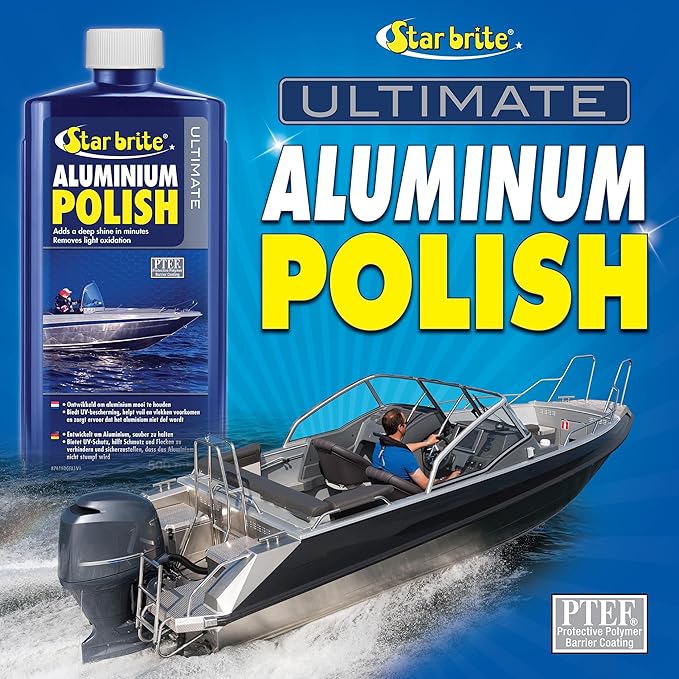 STAR BRITE Ultimate Aluminum Polish – Adds a Deep Protective Shine, Removes Light Oxidation, and Helps Preserve Restored Finishes – Marine Grade for Pontoons, Jon Boats & Canoes