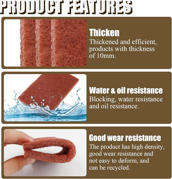 12pcs Red Scouring Pads, Heavy Duty Scour Pads Multipurpose Scour Pad Reusable Scrubbing Pads with Anti Grease Technology for Kitchen Scrubber Sink Dish Cleaning Metal Grills