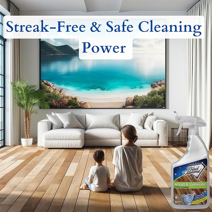 Black Diamond Stoneworks Wood, Laminate, Hardwood & Luxury Vinyl Floor Cleaner Spray – Multi-Purpose Mopping Solution for a Streak-Free Clean s (160 FL Oz)