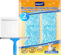 KEEPOW 10" Professional Microfiber Window Scrubber Refill Replacement Compatible with MR.SIGA, Compatible with Ettore Window Cleaning Tools, Reusable & Washable Window Squeegee for Home (2 Pack)