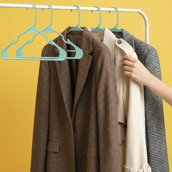Utopia Home Plastic Hangers 50 Pack, Space Saving Plastic Clothes Hangers for Adults with Built-in Strap Hooks, Essential for Shirts, Pants, Skirts & Coats (Aqua)