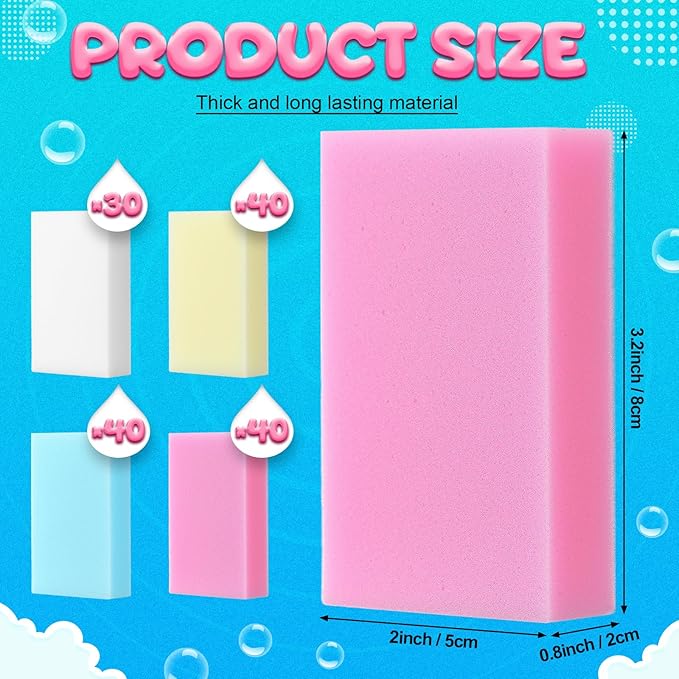 LemonRoad 150 Pack Thick Melamine Sponges Bulk, Magic Cleaning Sponge Eraser for Kitchen, Colorful Multi-Functional Household Cleaning Kitchen Dish Pads for Furniture Bathroom Bathtub Sink