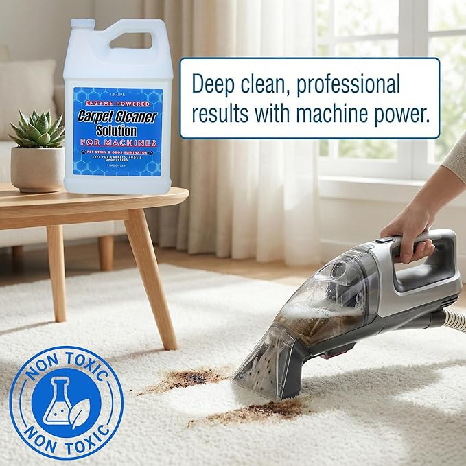 GEODE Carpet Cleaner Solution for Machines – Enzyme Carpet Cleaner & Deodorizer for Deep Cleaning, Pet Stain & Odor Remover, Non-Toxic Concentrated Formula for Carpet Cleaning Machines (G)