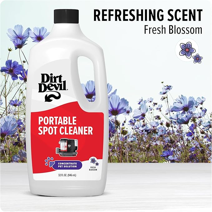 Dirt Devil Pet Portable Spot Cleaner Solution,32 oz.,Fresh Blossom Scent,Upholstery and Carpet Shampoo Solution,Eliminates Pet Messes and Odors,Pair Portable Spot Cleaners,(Pack of 2)