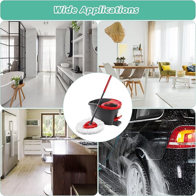 12 PCS Spin Mop Replacement Head,100% Microfiber Mop Refills Head Compatible with Triangle Spin Mop, 360 Degree Micro Spinning Mop Replace Head for Easy House Cleaning Floor Mopping…