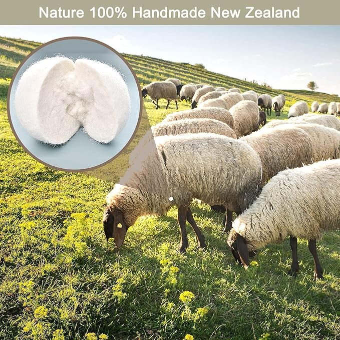 Organic Wool Dryer Balls: Eco-Friendly & Chemical-Free | Our Anti-Entanglement Reusable Balls Eliminate Wrinkle Static | 6-Pack XL Dryer Balls for Laundry is Made with New Zealand Wool (MER-WHT-CAT)