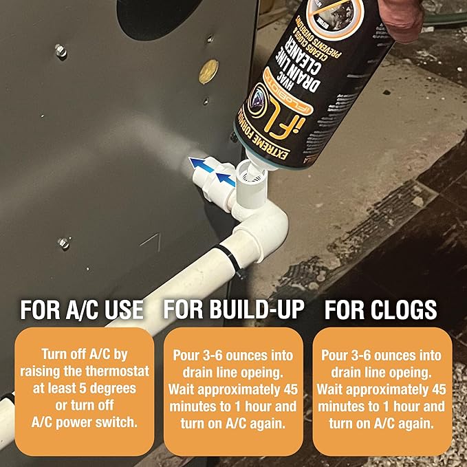 iFLO® Extreme A/C Drain Line Cleaner – Fast-Acting, Long-Lasting HVAC System Solution for Tough Clogs & Buildup – Professional Liquid Drain Cleaner and Clog Remover, 24oz Bottle, 1 Pack