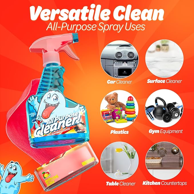 Spray Bottle with Microfiber Cap 16oz All Purpose Cleaner Citrus (2 Pack)