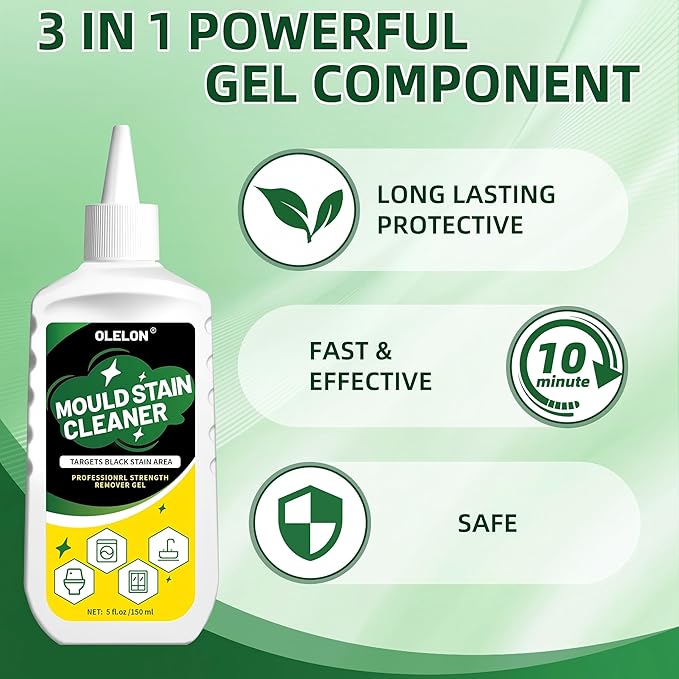 Mold Stain Remover Gel for Washing Machine Cleaner Front Loader Rubber Grout Cleaner Home Stain Removal Gel for Washer Showers Bathroom and Floor Tile - 300ML