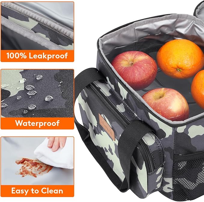 Lifewit Medium Lunch Bag, Insulated Lunch Box, Soft Cooler Cooling Tote for Adult Men Women, Camouflage 12-Can (9L)