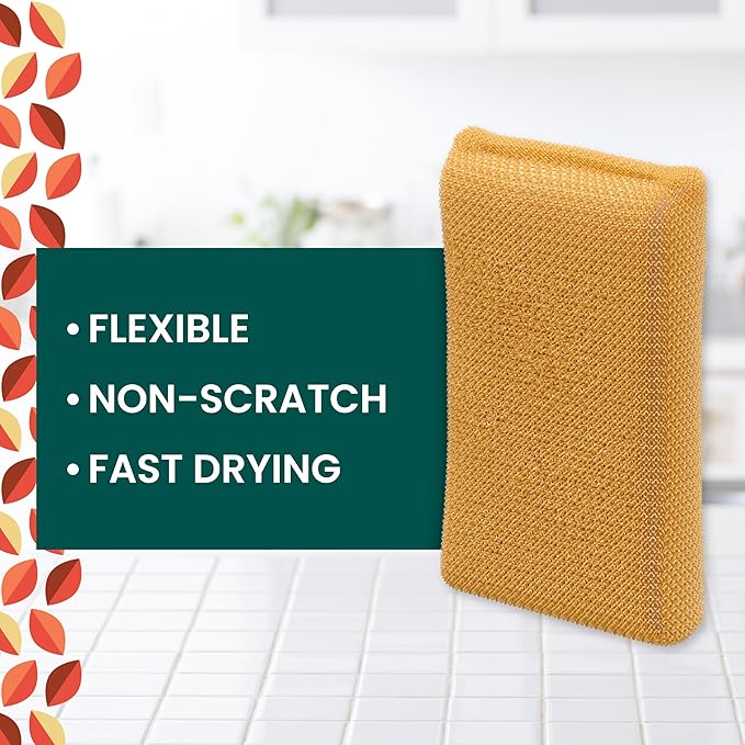 Scotch-Brite Brite Harvest Collection, 1 Extra Gentle Leafy Clean Kitchen Sponge, 3 Pop Up Dish Sponges That Expand with Water, and 4 Dobie Non-Scratch Sponges