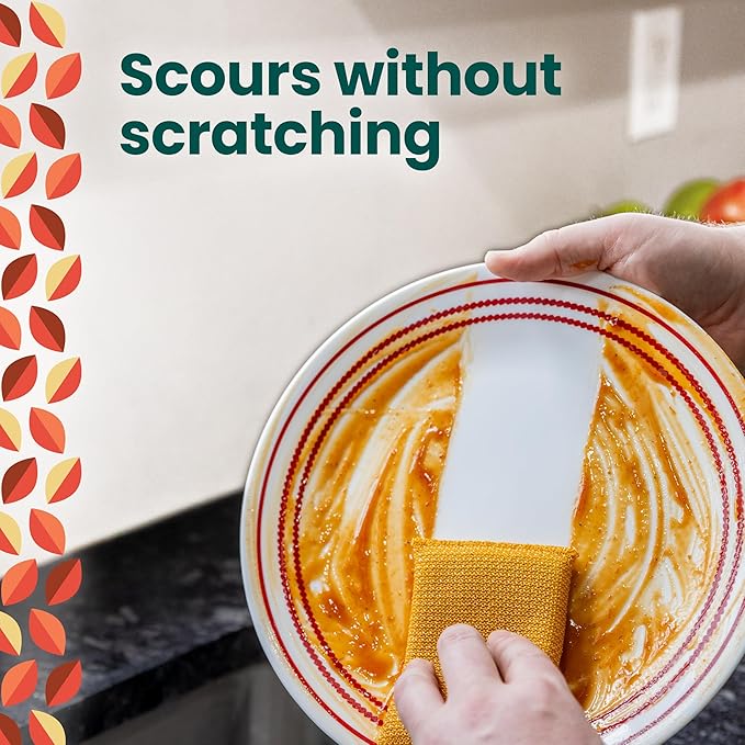 Scotch-Brite Harvest Dobie Scrubbing Pads, Non-Scratch Kitchen Sponge for Cleaning Dishes, Appliances, and Bathrooms, Pumpkin Orange Dish Sponge That Dries Fast, 2-Pack