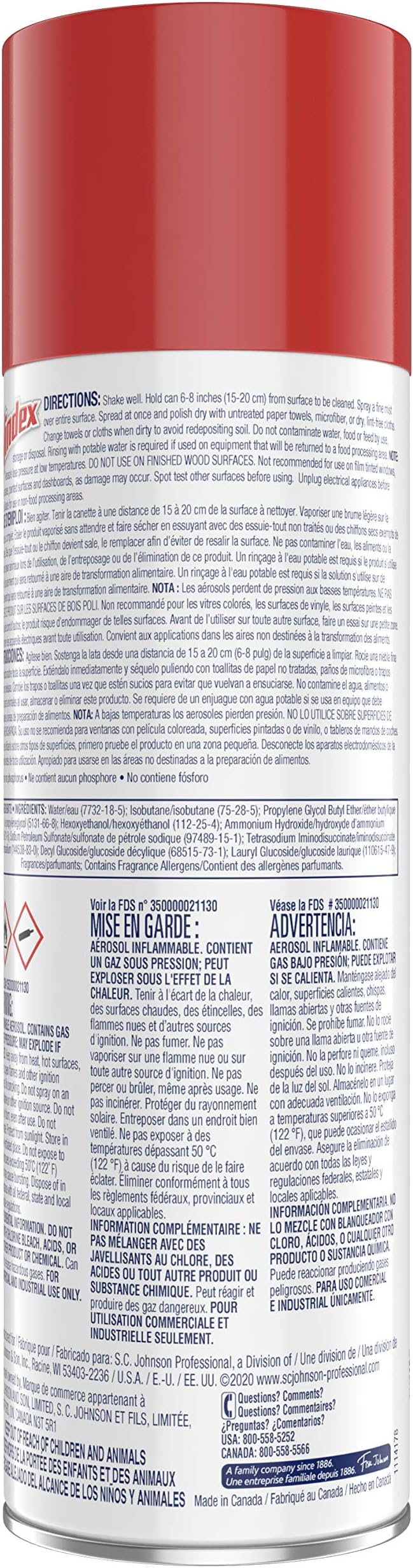 SC Johnson Professional Windex Foaming Glass Cleaner, Fresh, 20 oz Aerosol Spray, 6/Carton (333813)