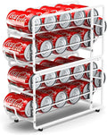 Canyave Soda Can Organizer Storage Rack, 2 Pack Stackable Beverage Soda Can Dispenser Organizer Holder for Refrigerator, Cabinet, Pantry (White)