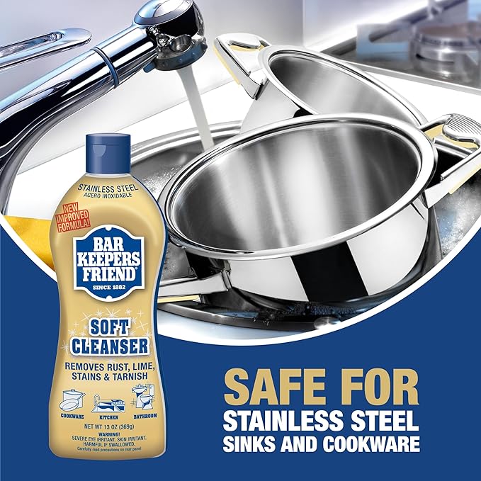 Bar Keepers Friend Soft Cleanser Liquid (2 x 13 Ounce) Multipurpose Cleaner & Rust Stain Remover for Stainless Steel, Porcelain, Ceramic Tile & More