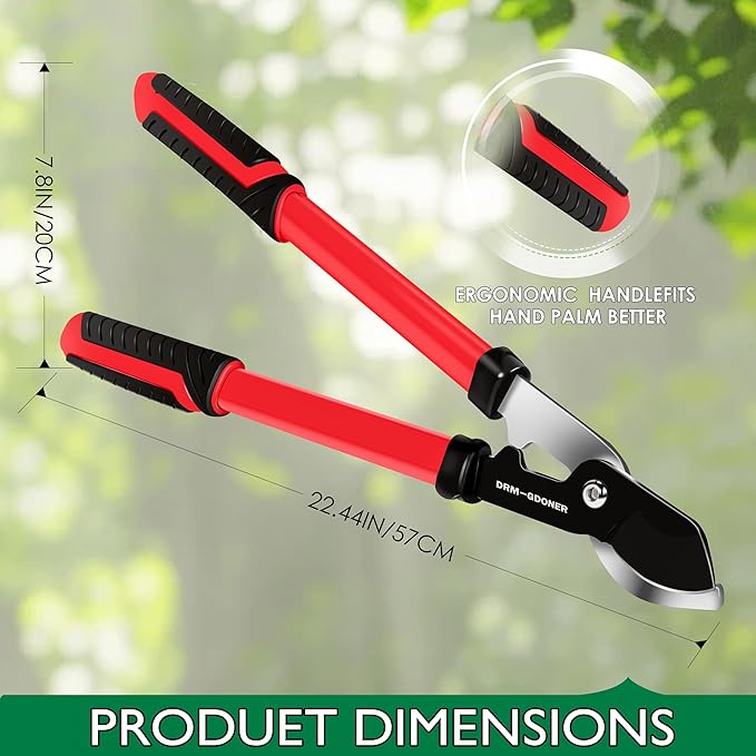 23" Bypass Lopper,Heavy Duty Branch Cutter with 2" Cutting Capacity,Tree Trimmer for Gardening, Enhanced Handheld Triangle Iron Tube Lopper