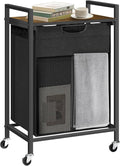 Laundry Hamper with Shelf, Laundry Basket with 1 Large Pull-Out Removable Bags, 1 x 18.3 Gallons(69L), Metal Frame, Lockable Wheels, for Laundry Room and Bedroom
