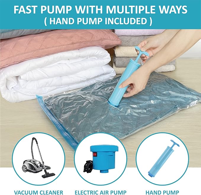Roomimaster Vacuum Storage Bags, Vacuum Seal Space Saver Bags for Clothing, Travel Lugggage, Carry-on, Blankets, Pillow, Comforters, Bedding, 10 Jumbo