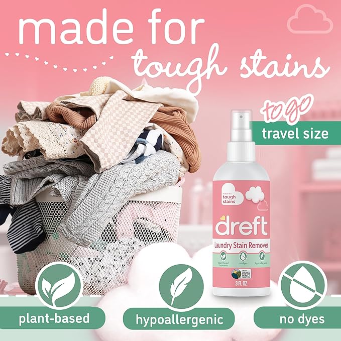 Dreft Stain Remover for Baby Clothes and Hypoallergenic Baby Stain Remover Spray, Travel Size Stain Treater, 3 Fl Oz ( Pack of 2)